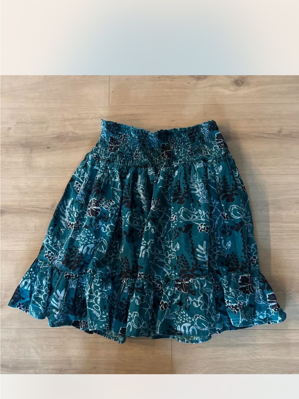 Derek Heart Teal Floral 100% cotton Mini Skirt SIL
